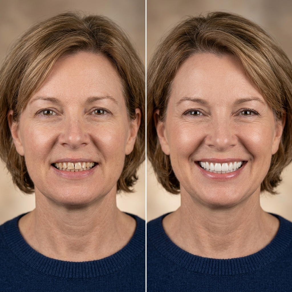 Before and after dental restoration result